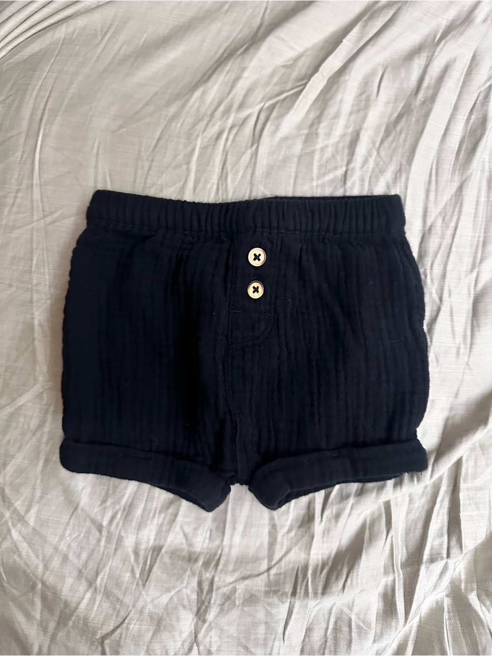 Cat & Jack Black Baby Infante Cotton Gauze Shorts with Button Detail